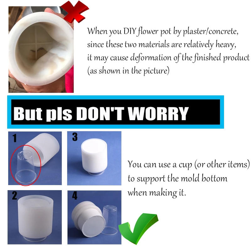 Description Picture 4 of item3 Sizes Round Cement Concrete Molds for Candle Cup Holder Silicone Mold DIY Handmade Flower Pot Clay Mould Wax Box Making Tool