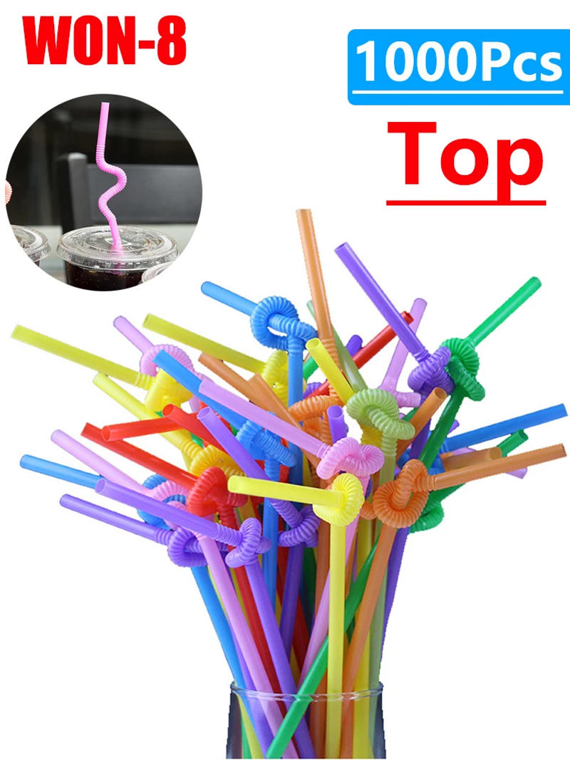 Description Picture 2 of item50/500/1000Pc Colorful Foldable Drinking Straws Juice Cocktail Beverage Straws for Party Bar Kitchen Accessory Wedding Wholesale