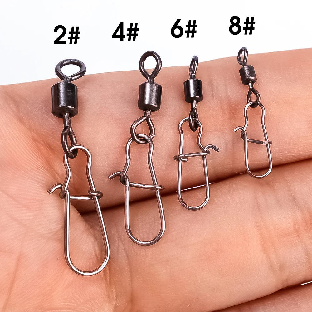 Description Picture 6 of item10/20/50pcs Fishing Connector Stainless Steel Snap Bearing Rolling Fishing Hooks Sea Fishing Lure Multifunction Pin Jig Tackle