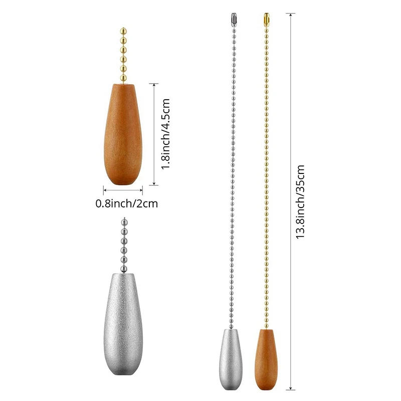Description Picture 6 of item4 Pieces Ceiling Fan Chain Pulls Wooden Pull Chain Extension Pull Chain For Ceiling Light Lamp Fan Chain (Silver And Wood Color)
