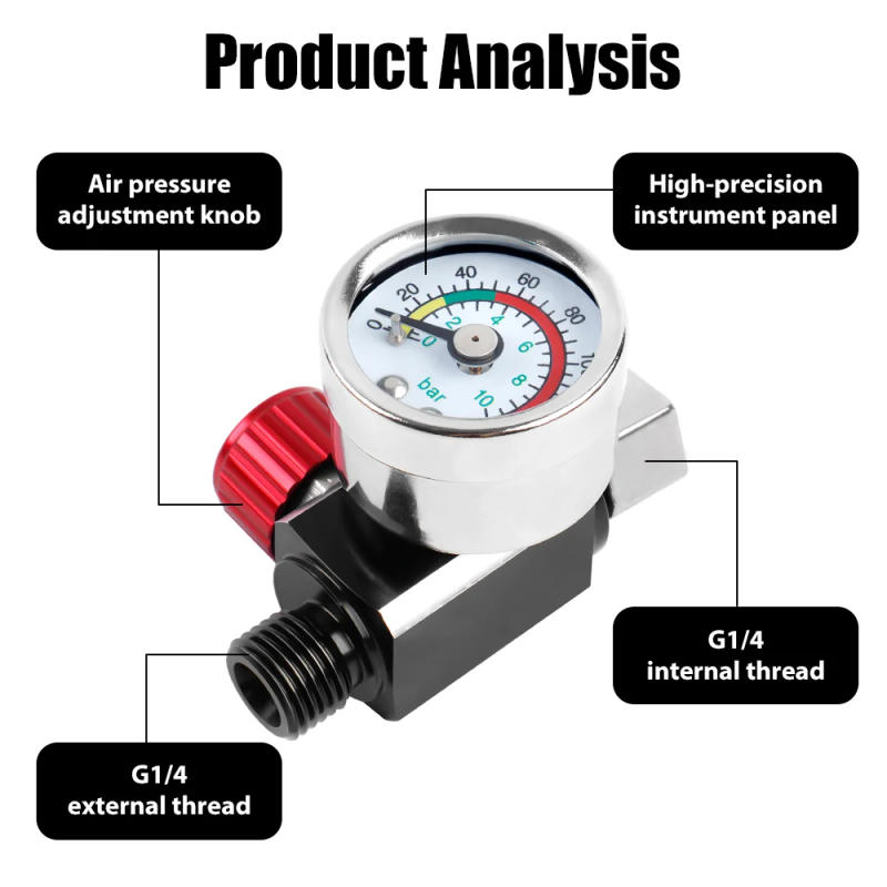 Description Picture 5 of item1/4"-NPT Air Pressure Regulator Kit,Air Adjusting Valve Regulator with Gauge for Spray Guns & Pneumatic Tools Accessory 0-140PSI