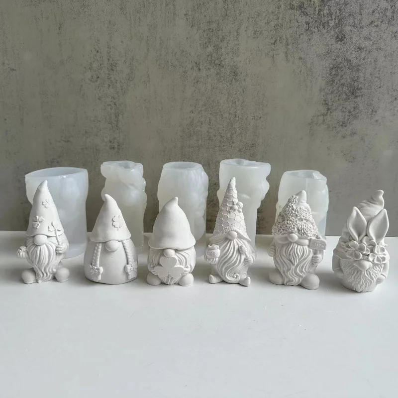 Description Picture 4 of itemDwarf  Aromatherapy Candle Silicone Mold DIY Candle Making Gypsum Cement Mould Faceless Elderly Candle Resin Mold HomeDecoration