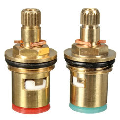 2Pcs Faucet Cartridge Standard 1/2 Thread Ceramic Water Mixer Tap Inner Faucet Disc Valve Replacement Hot and Cold Water