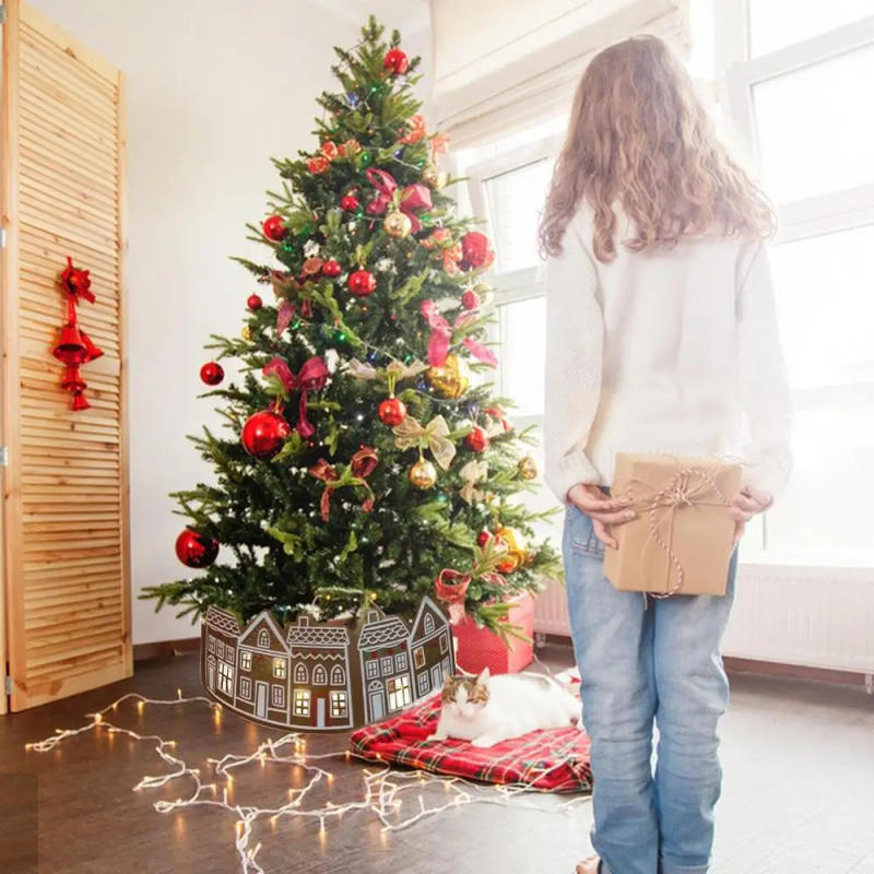 Description Picture 2 of itemLED Gingerbread House Christmas Tree Collar Reusable Stand Winter Holiday Gingerbread House Skirt Collar for Christmas Decor