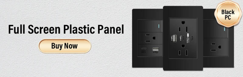 Description Picture 5 of itemDELEFU Grey Flame retardant PC panel Mexico Standard Type C America Outlet Plug 118*72mm Wall Socket Light Switch Fast Charge