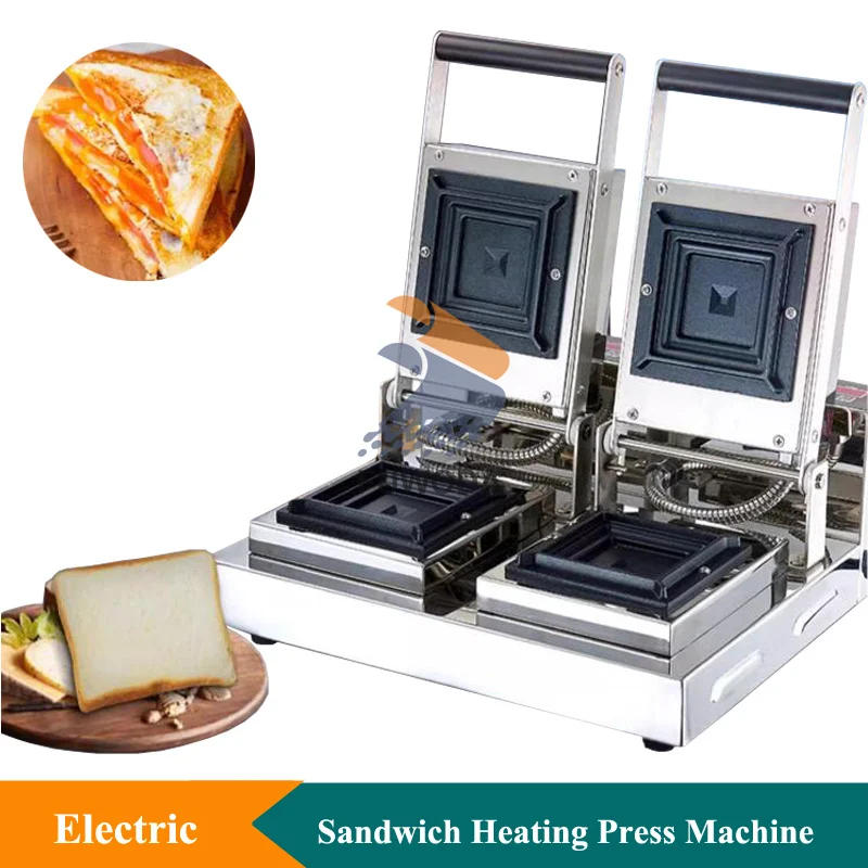 Description Picture 2 of itemCommercial Toaster Bread Heat Press Machine Electric Square Sandwich Maker Machine Breakfast Waffle Sandwich Heating Machine