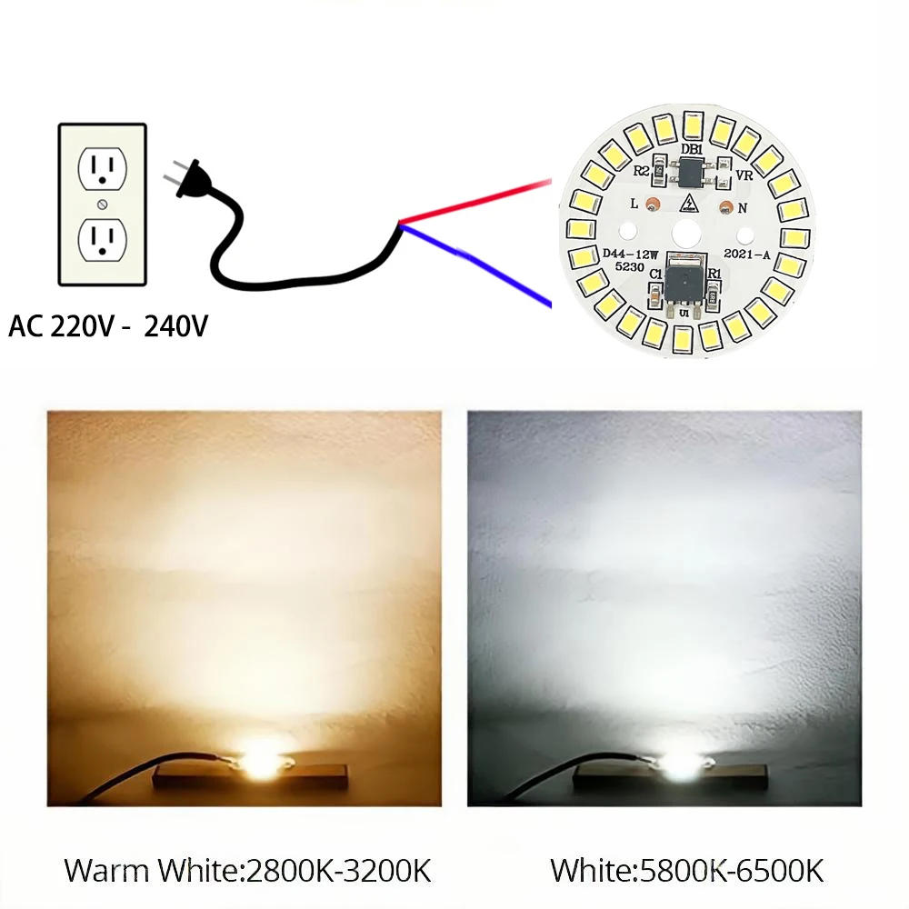 Description Picture 4 of itemLED Bulb Patch Lamp SMD Plate Circular Module Light Source Plate For Bulb Light AC 220V-240V Led Downlight Chip Spotlight LED