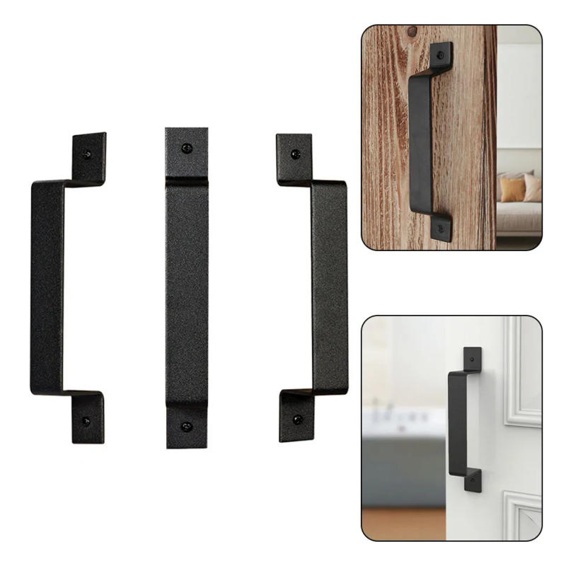 Description Picture 2 of itemSliding Barn Door Pull Handle Screws Set Heavy Duty Black Iron 193mm Carbon Steel For Garage Gate Shed Home Decoration Hardware