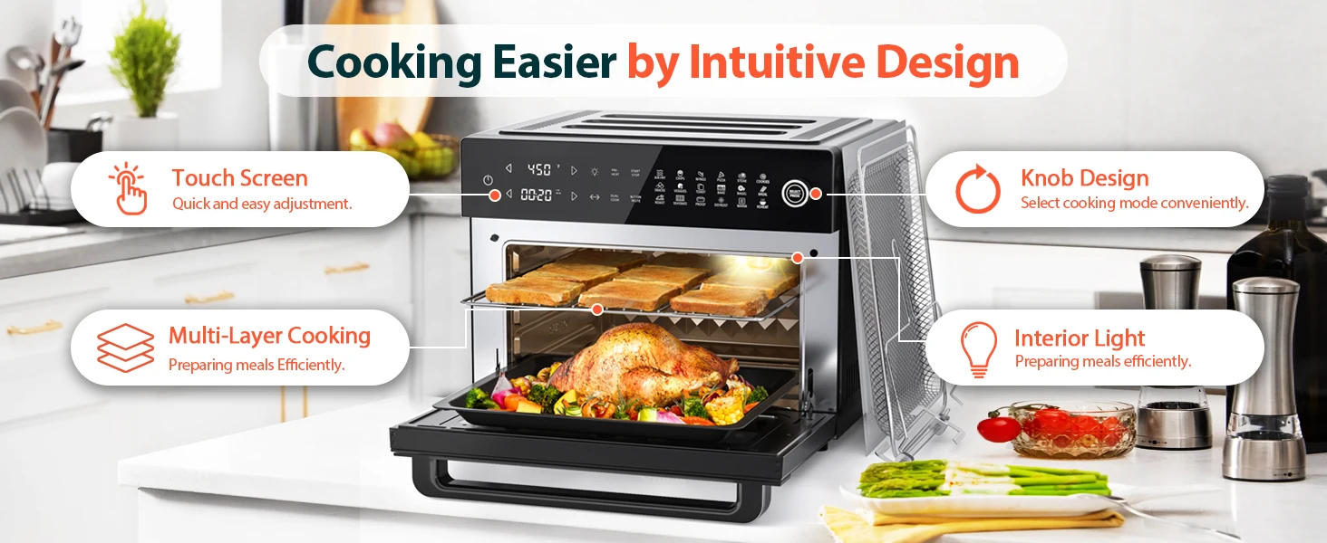 Description Picture 6 of itemAir Fryer Oven| Toaster Oven Combo | with Rotisserie, Dehydrator and Full Accessories | 19-In-1 Digital Airfryer | Fit 13" Pizza