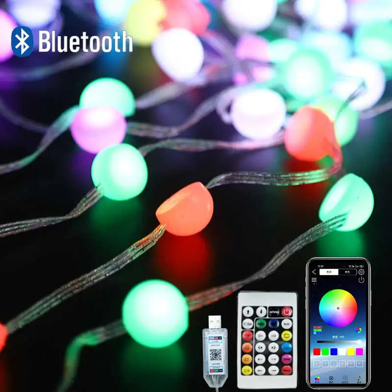 Description Picture 5 of item15M LED Ball Light String Fairy Lights DC5V RGBIC Lamp Bluetooth Controller USB Plug and IR Remote for Outdoor Party Christmas