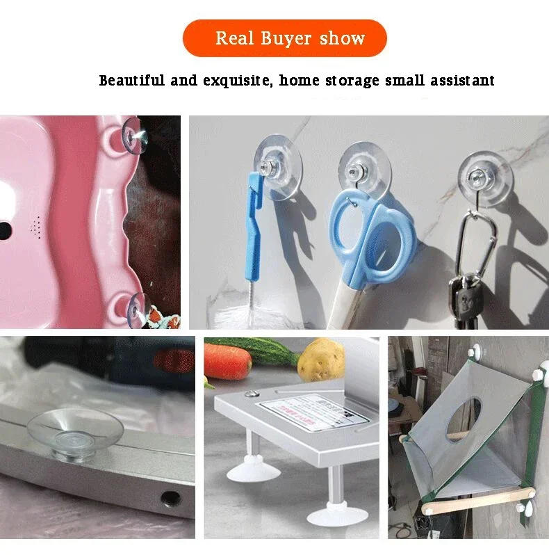 Description Picture 5 of item1/5Pcs Suction Cup Hooks with Screw Nut 40 Mm Clear Sucker Pads Strong Adhesive Suction Holder for Car Glass Bathroom Wall Door