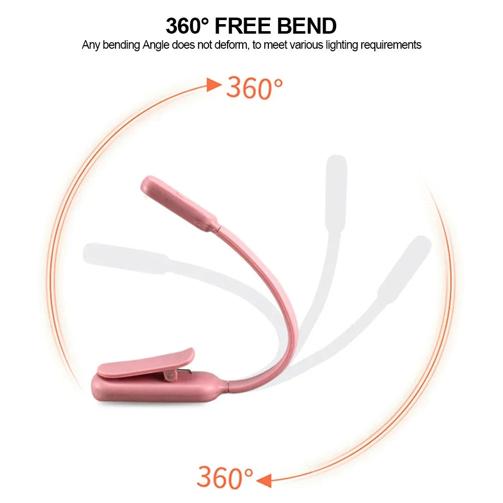 Description Picture 2 of itemMini LED Book Night 3 Brightness Adjustable USB Rechargeable Clip-On Study Reading Lamp for Travel Bedroom Dormitory Reading