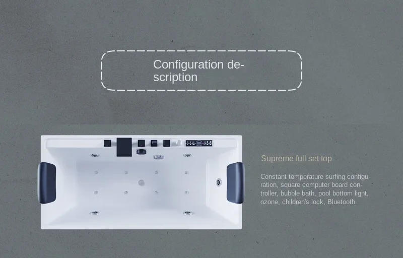 Description Picture 3 of itemAcrylic Whirlpool Outdoor Intelligent Constant Temperature Surfing Massage Bathtub Modern Household Aldult Hydromassage Bath