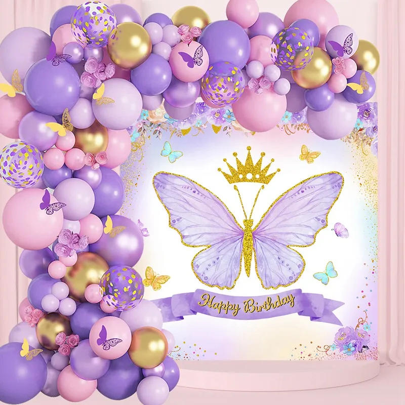 Description Picture 6 of itemButterfly Balloon Garland Backdrop Set Butterfly Birthday Party Decoration Kids Wedding Birthday Girl Baby Shower Girl