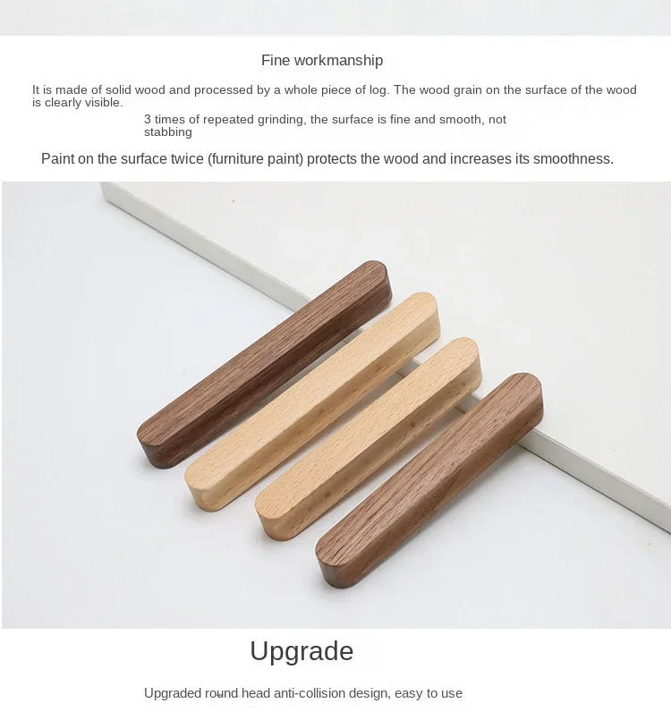 Description Picture 5 of itemCabinet Door Wooden Handle Cabinet Wardrobe Door Handle Bow Shaped Handle Beech Black Walnut Drawer Wooden