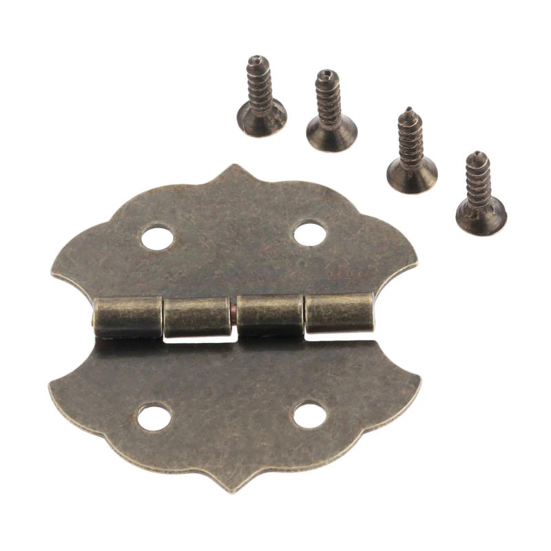 Description Picture 6 of item4Pcs Vintage Wooden Box Flower Cabinet Door Butt Hinges 4 Hole Decorative Hinge Zinc Alloy Furniture Fittings with Screw 29*31mm