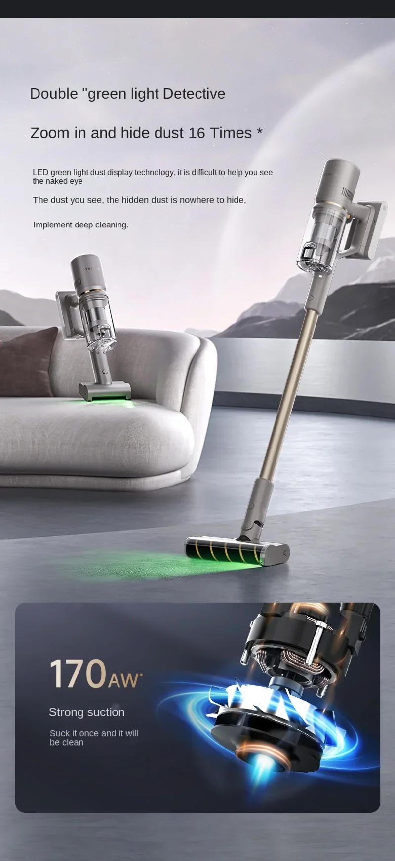 Description Picture 5 of itemDREAME Z10Station Green light dust cordless vacuum cleaner Household appliances large suction cleaning machine