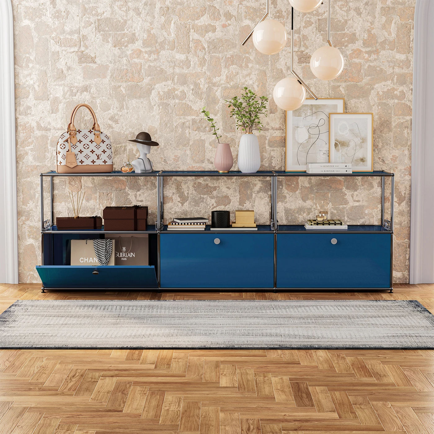 Description Picture 5 of itemStorage Cabinet With Drawers Middle Multi-function Stainless Steel Structure with Door for Living Room Furniture Haller -No Keys