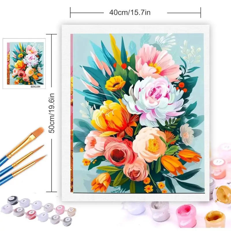 Description Picture 3 of itemGATYZTORY Diy Painting By Numbers For Adults Kits Flowers On Canvas Acrylic Paint Coloring By Numbers For Home Decors