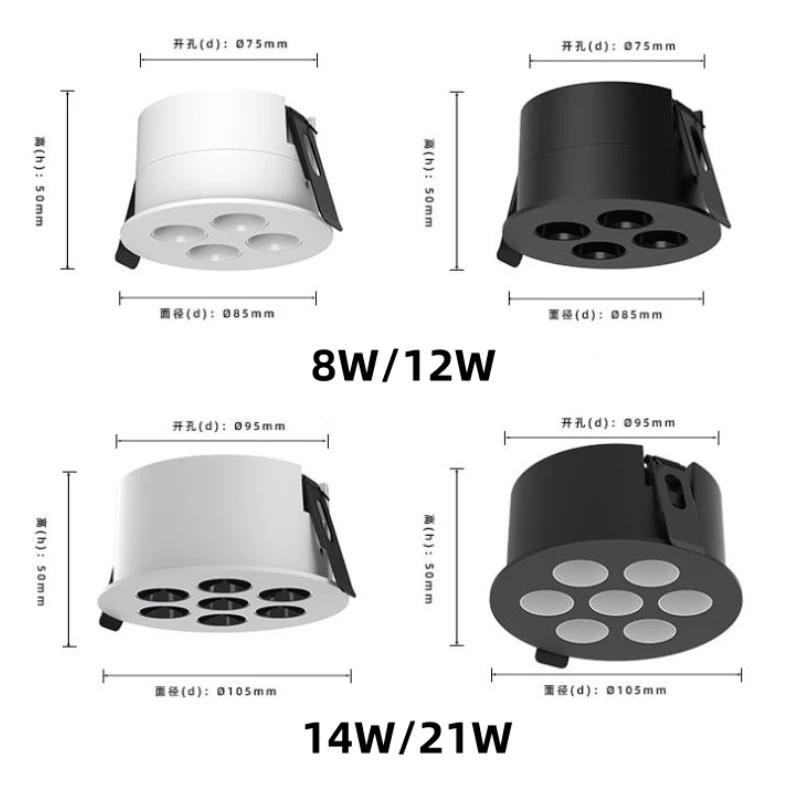 Description Picture 2 of item8W 12W 14W 21W Dimmable Anti Glare Led Ceiling Spotlight AC110V/220V Recessed Indoor Lighting