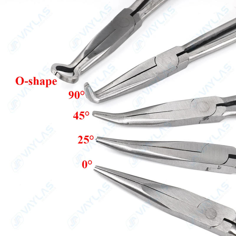 Description Picture 5 of item11 Inch Straight Tip 25 45 90 Degree Bent O Shape Multi-functional Needle Nose Plier Mechanics Hand Tools