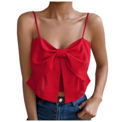 Sexy Tops Womens Strapless Crop Top Front Knit Tube Crop Top Tank Top Sleeveless Slim Fit Vintage Blusa Big Bow Ladies Clothing