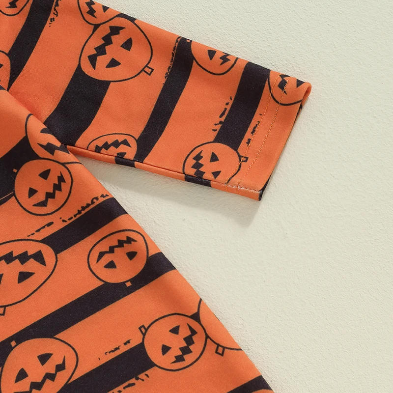 Description Picture 6 of itemToddler Long Sleeve Sleeping Sack Halloween Striped Pumpkin Print Baby Wearable Blanket and Beanies Hat Set for Infant