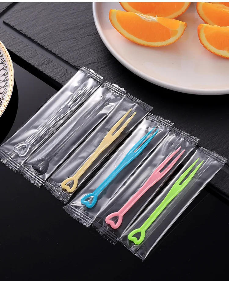 Description Picture 6 of item100Pcs Fruit Fork Cake Dessert Food Fruit Pick Children Snack Mini Party Festival Love Tableware Decoration Plastic Toothpick