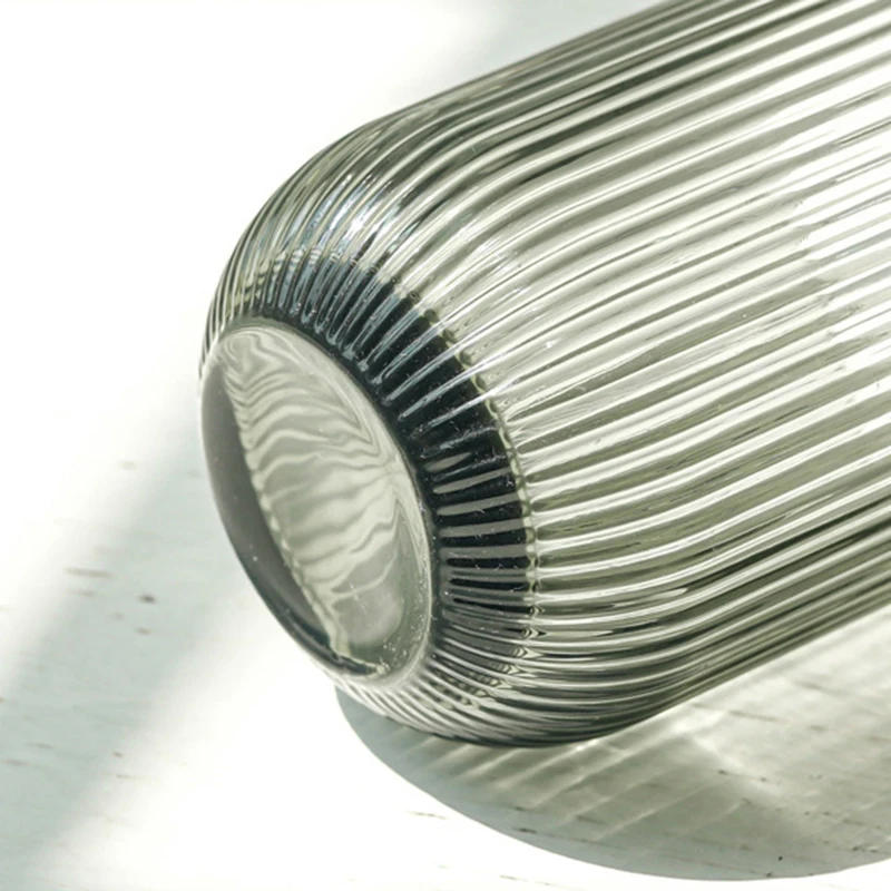 Description Picture 5 of itemPack of 6 Simple Vertical Striped Drinking Whiskey Glass Jars Luxury Ribbed Glass Candle Holder Container For Home Decor