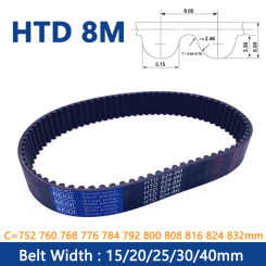 1pc HTD 8M Timing Belt C=752 760 768 776 784 792 800 808 816 824 832 Width 15 20 25 30 40mm Rubber Closed Loop Synchronous Belt