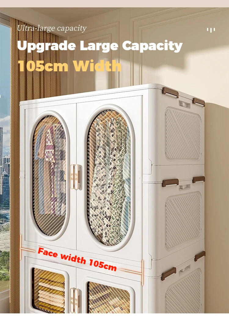 Description Picture 5 of itemFolding Closet Organizer Furniture Assembly Clothes Cabinet Plastic Wardrobe Storage Locker Portable Bedroom Clothing Cupboard