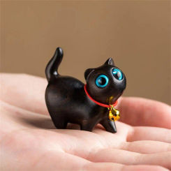 Sandalwood Hand Carved Wood Cat Sandalwood Decoration Cat Wooden Crafts Desktop Decoration Ornaments Sculptures & Statues Cat
