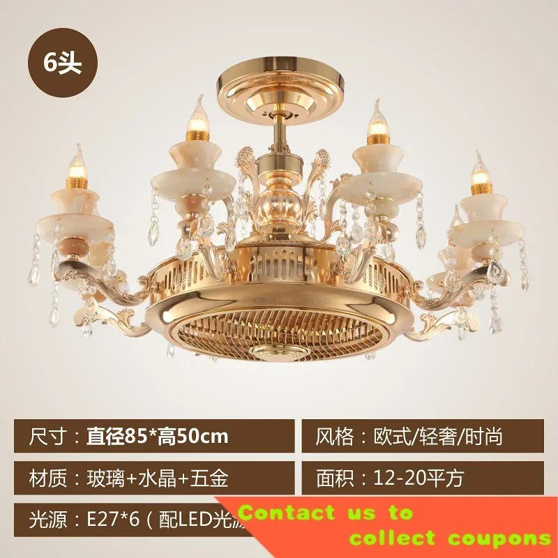 Description Picture 2 of itemAnion Invisible Fan-Style Ceiling Lamp European Style Living Room Dining Room Chandelier with Electric Fan Simple Moder