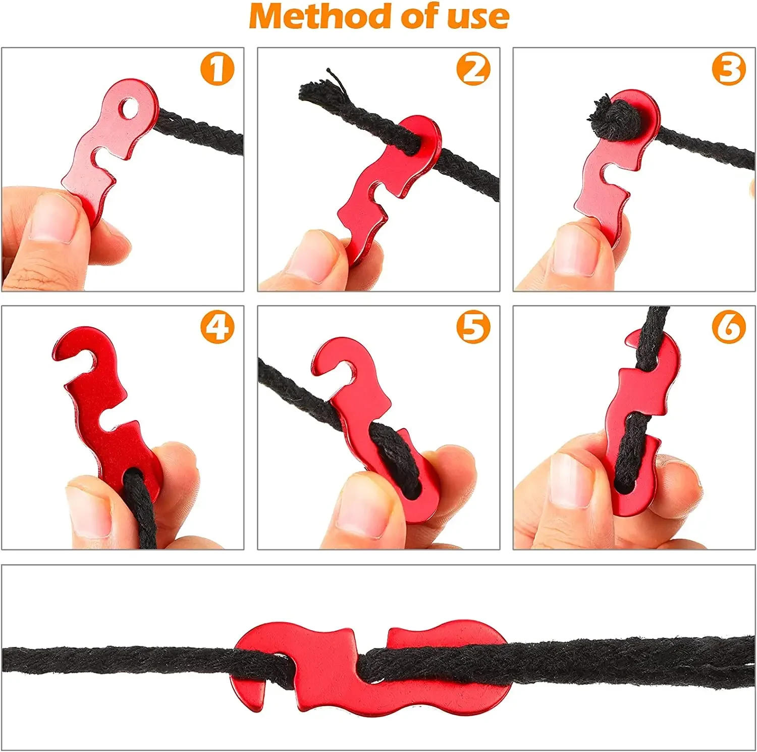 Description Picture 2 of item5 pcs Adjustable Tent Rope Buckle S-type Tensioner Fastening Kit Outdoor Camping Tent Fixed Accessories Outdoor Tools