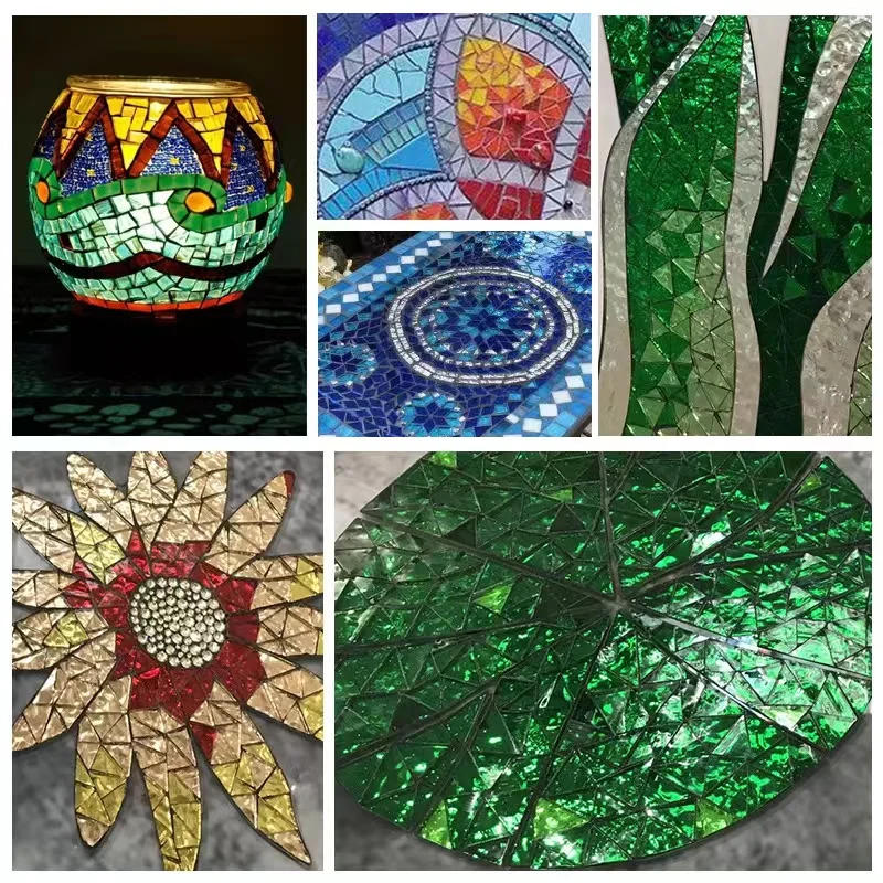 Description Picture 3 of item50g Clear Glass Mosaic Tiles Multi Color Mosaic Piece DIY Mosaic Making Stones for Craft Hobby Arts Home Wall Decoration arte