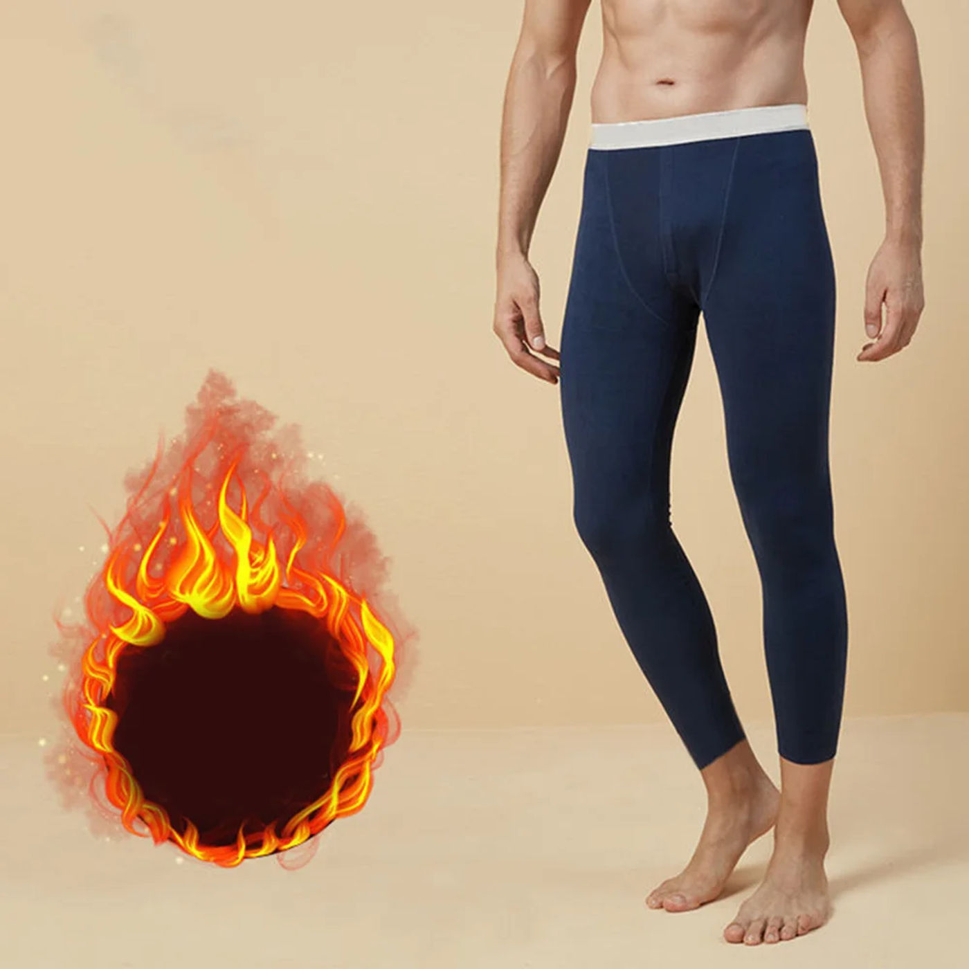 Description Picture 3 of itemMen's Thermal Underwear Plus Velvet Quick Warming Warm Pants Thin Leggings Plus Size Comfortable Winter Leggings Men Long Johns