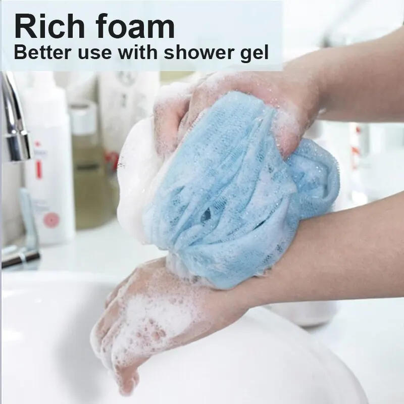 Description Picture 2 of item3Pcs Body Cleaning Washcloth Soft Brush Home Hotel Bathroom Shower Ball Back Scrubber Set Exfoliating Skin Towel Bath Gloves