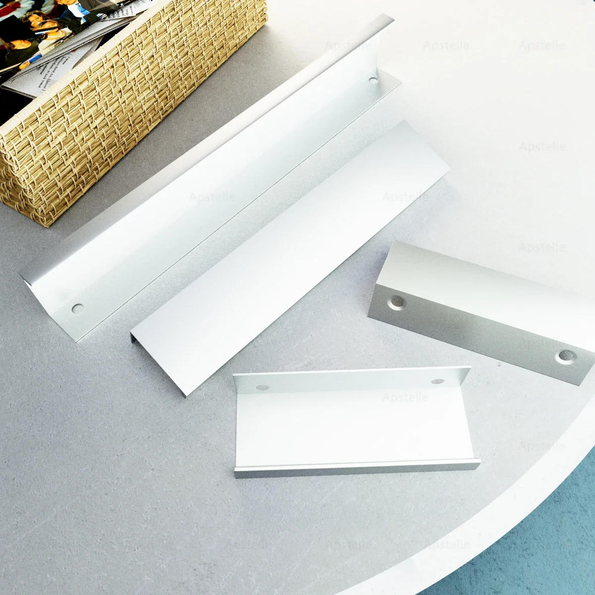 Description Picture 5 of item64-800mm Silver Black Hidden Cabinet Handles Zinc Alloy Kitchen Cupboard Pulls Drawer Knobs Furniture Door Handle Hardware