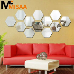 Decorative Mirror Art Wall Wall Sticker Removable Self-adhesive Stickers Home Decor Mirror Hexagon Art Ornaments 3d Mirror