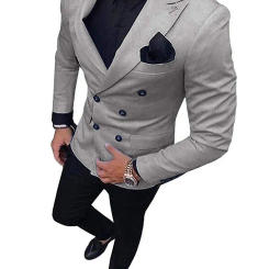 Formal Men's 2 Pieces Wedding Suit Double Breasted Peak Lapel Jacket Trousers Slim Fit Groom Prom Tuxedos