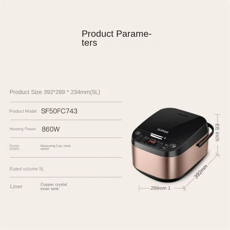 Description Picture 2 of item5L Electric Cooker Home Cooking Machine Make Porridge Soup Multicooker Electric Steamer High Pressure Rice Cooker Slow Cooker