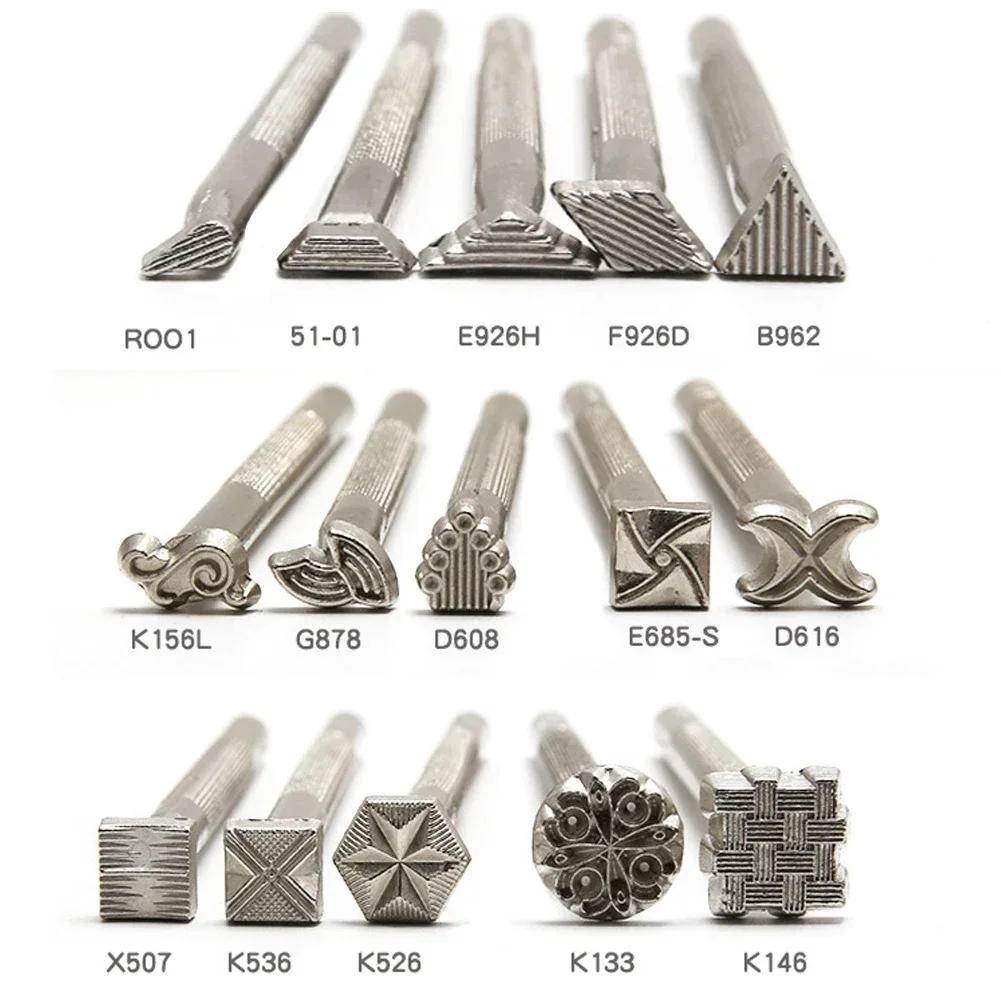 Description Picture 3 of itemMetal Leather Working Saddle Making Tools Carving Leather Craft Stamps Kit Leather Stamping Solid DIY Printinting Craft Supplies