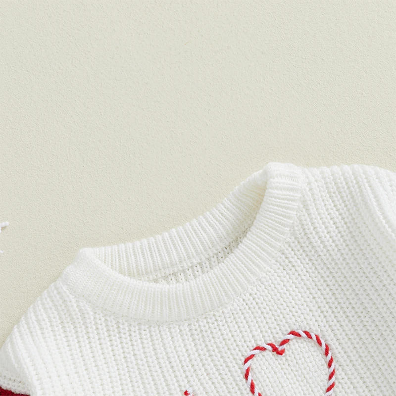 Description Picture 5 of itemBaby Christmas Sweater Contrast Color Long Sleeve Crew Neck Letters Warm Knit Pullover Winter Tops