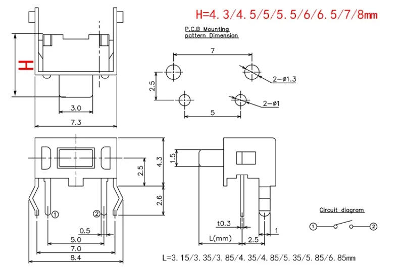 Description Picture 3 of item20PCS Momentary Tact Switch 12V Push Button Tactile Switch 3x6x4.5mm With Stand 260GF