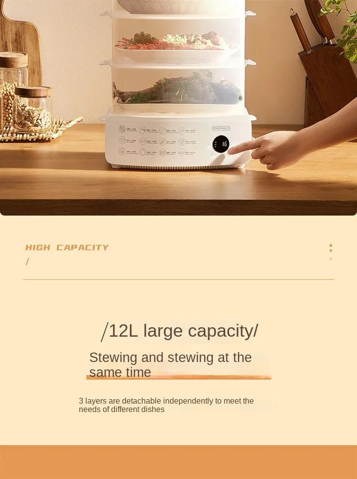 Description Picture 5 of item110V/220V Multi-layer Electric Food Steamer for Healthy Cooking and Steaming Vegetables with Automatic Power-off Function