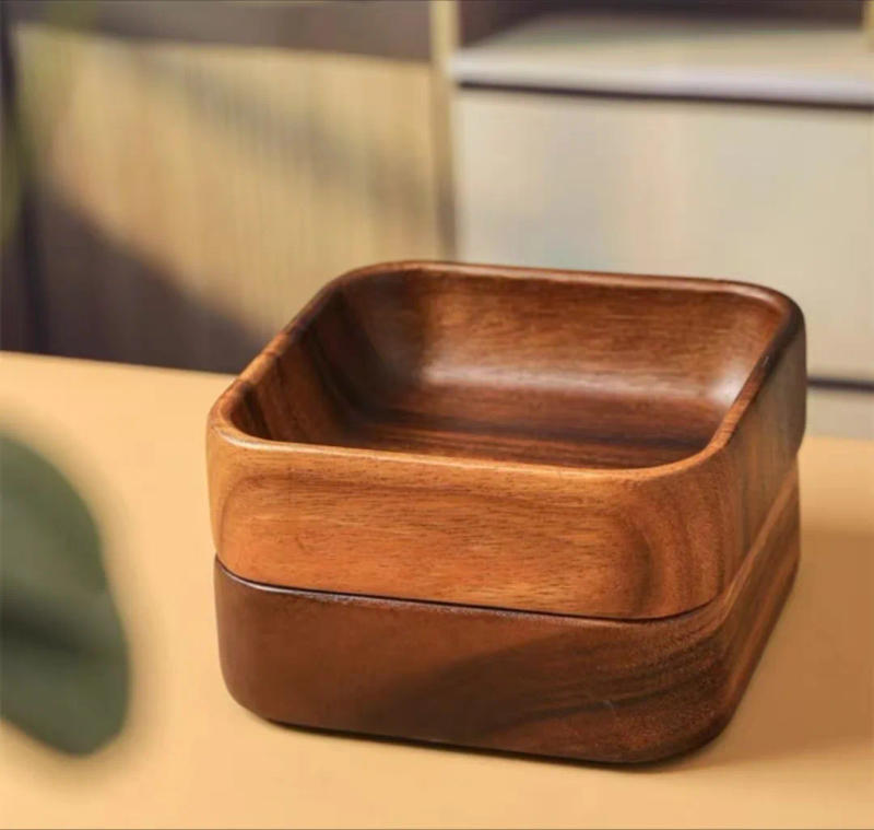 Description Picture 3 of itemWalnut wood Dim sum tray pastry nut small square bowl dry fruit tray storage box solid wood fruit tray wood tray