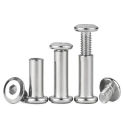 304 Stainless Steel Hexagon Socket Screw Locking Splint Screw Nut Combination Album Butt Account Book Nail Edge Chamfer M3~M10