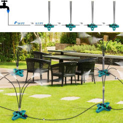 Stand Misting Cooling System Summer Outdoor Kids Water Playing Garden BBQ Patio Mister Garden Backyard Multi Head Spray Nozzles
