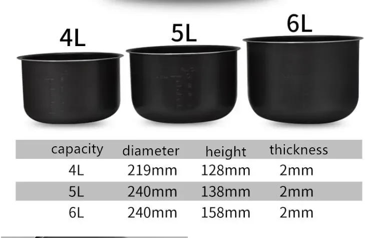Description Picture 5 of itemElectric Pressure Cooker Liner 1.6/3L/4L/5L/6L Non-stick Rice Pot Gall Black Crystal Inner Accessories Cooker Parts suit Midea