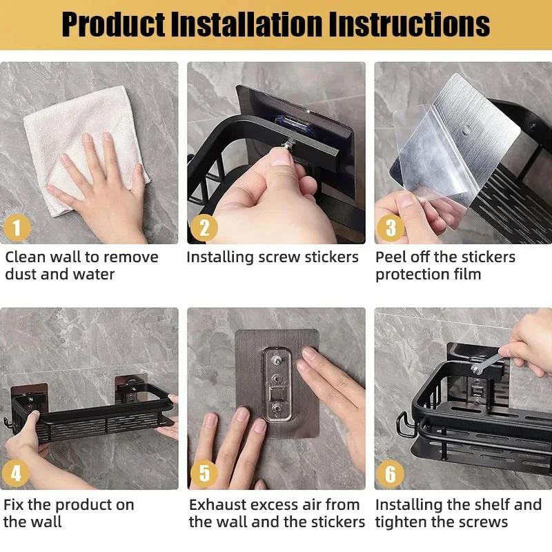 Description Picture 2 of itemWooden Storage Holders & Racks，Room Storage Shelves Wall-Mounted Punch, Seasoning Board shower Storage Rack，bath shelf organizer